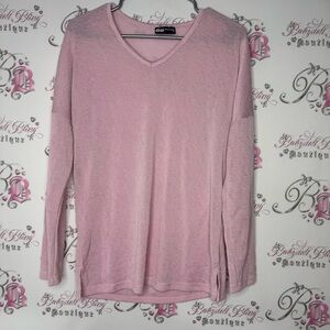 GG collection pink lightweight top knitted bubblegum pink slit sides lounge